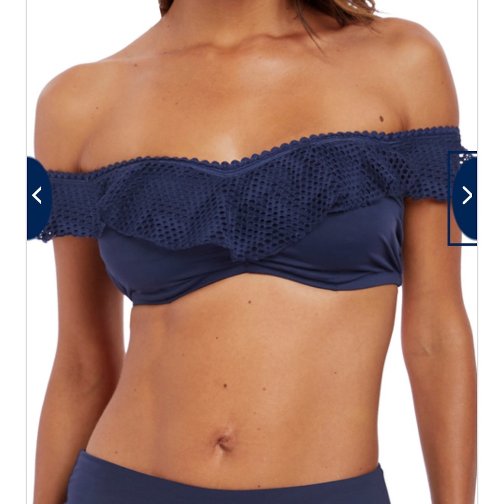 Fantasie Marseille Bardot Twilight Bikini US 36DDD w/ mid-rise bikini brief (XL)